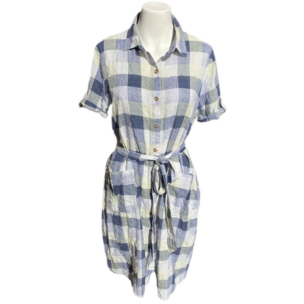 Mo:Vint Shirt Dress Navy & Blue Plaid